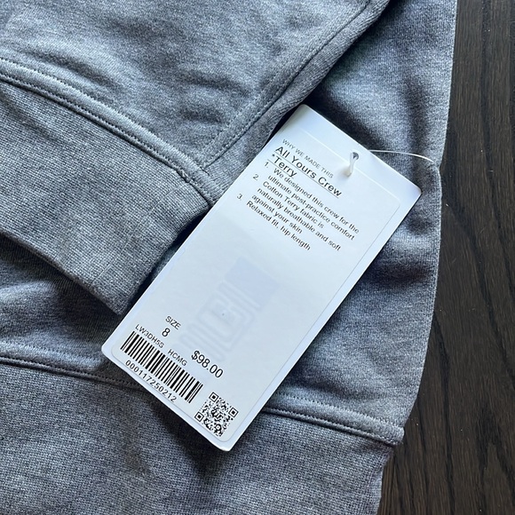 Lululemon All Yours Crew *Terry (8) FINAL SALE - Picture 2 of 3